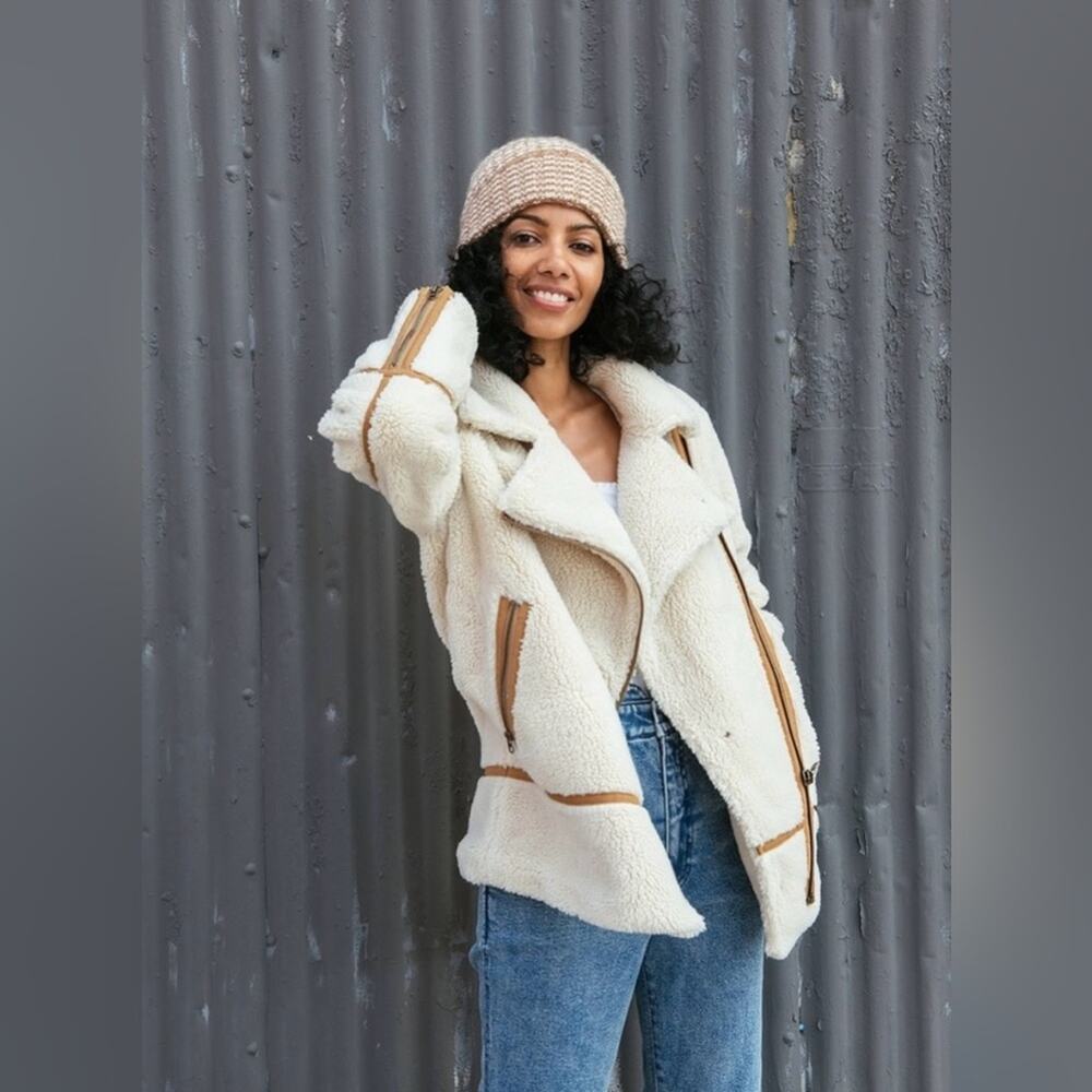 Faherty Cream and Tan Shearling Jacket